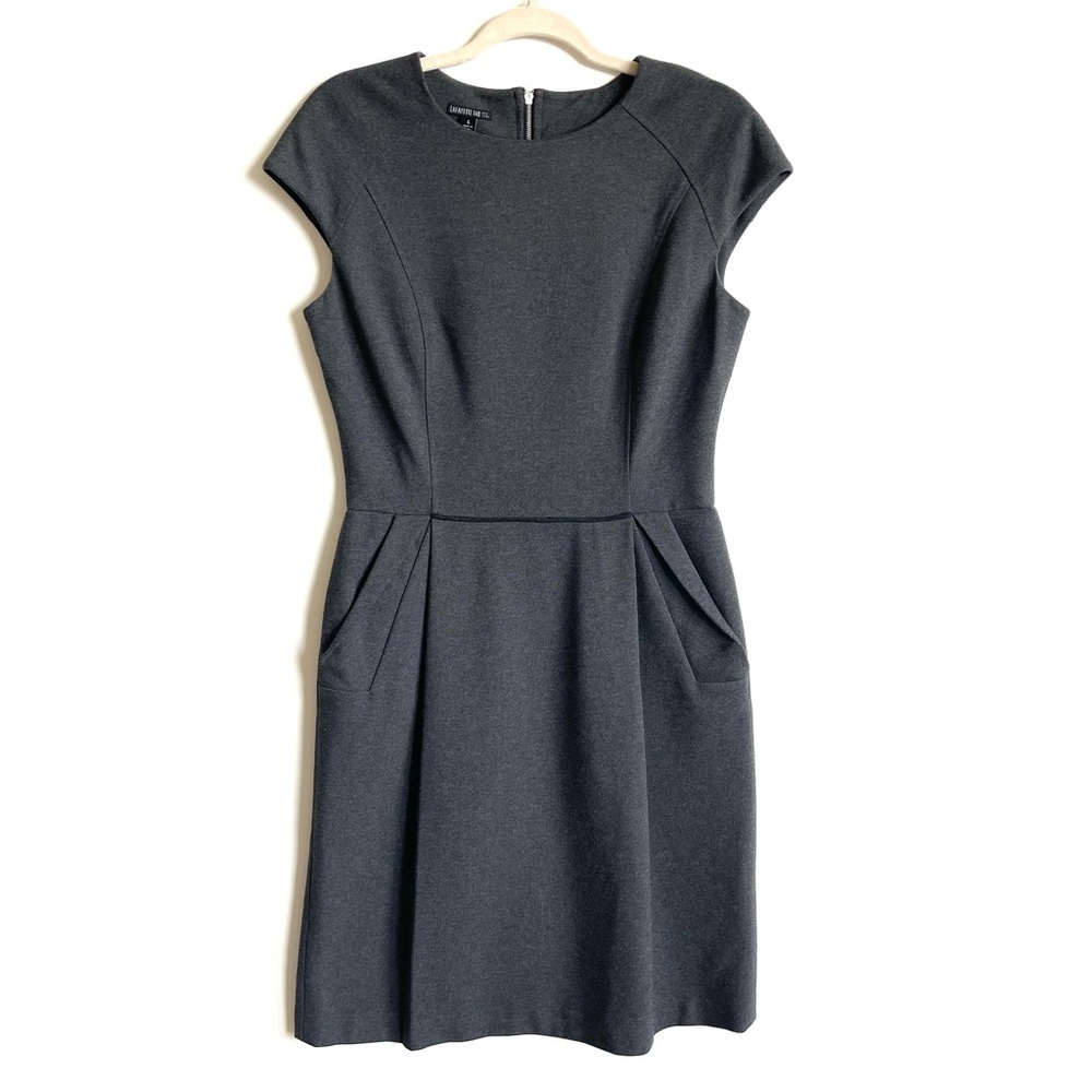 Lafayette 148 grey sheath dress with pockets